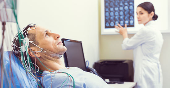 Doctor observing the patient in Neurosurgery hospital